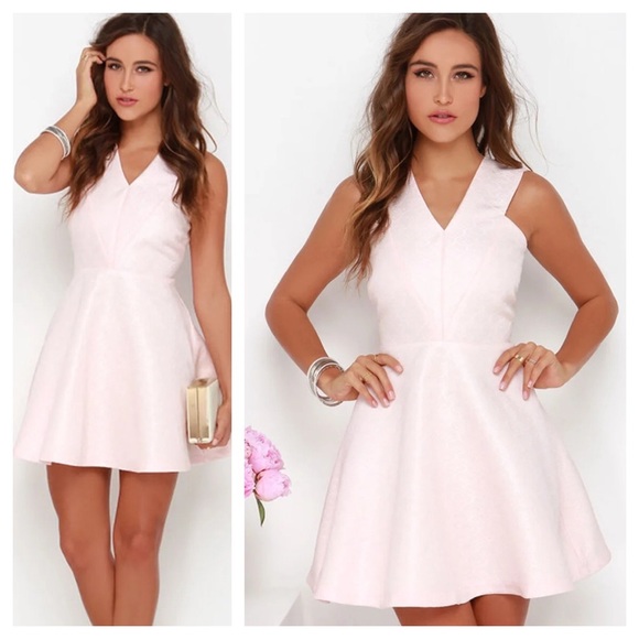 FRNCH Dresses & Skirts - FRNCH Blush Pink Jacquard Skater Dress